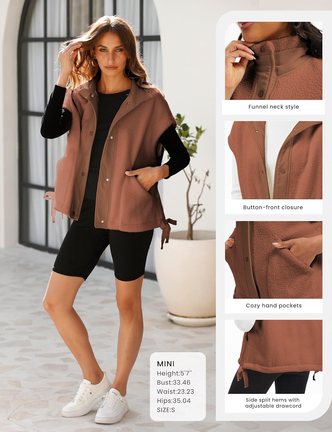 Ellen – Sleeveless Fuzzy Fleece Vest