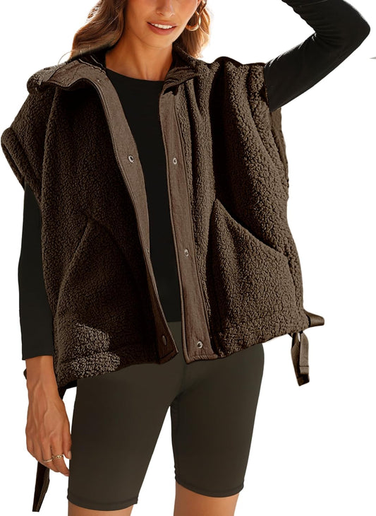 Ellen – Sleeveless Fuzzy Fleece Vest