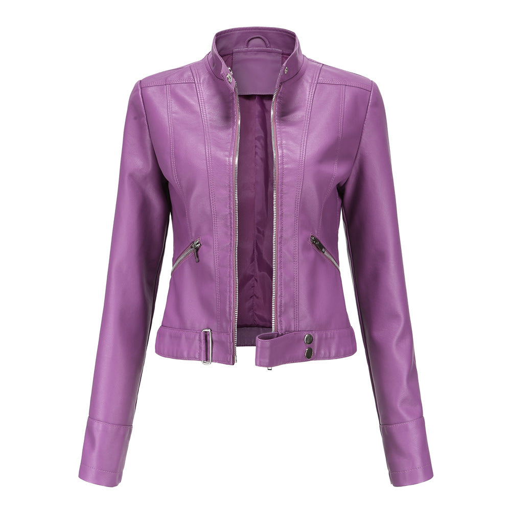 Elisa - Faux Leather Biker Jacket