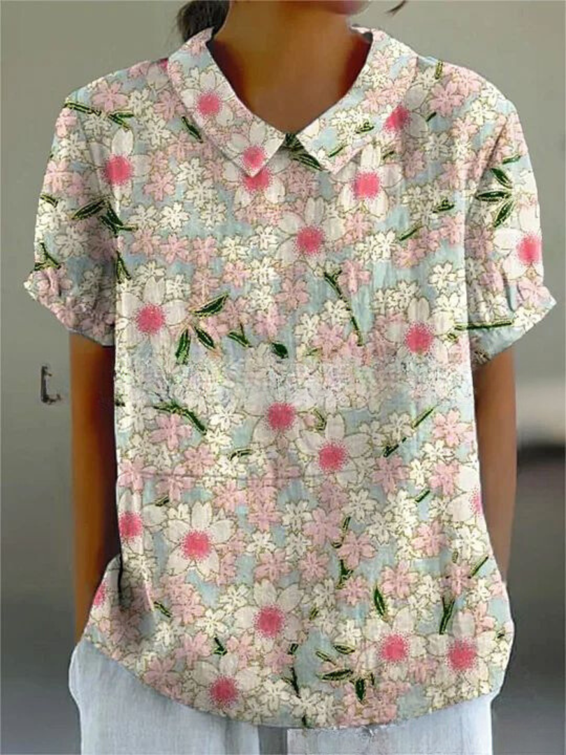 Stephanie - Collared Short Sleeve Blouse