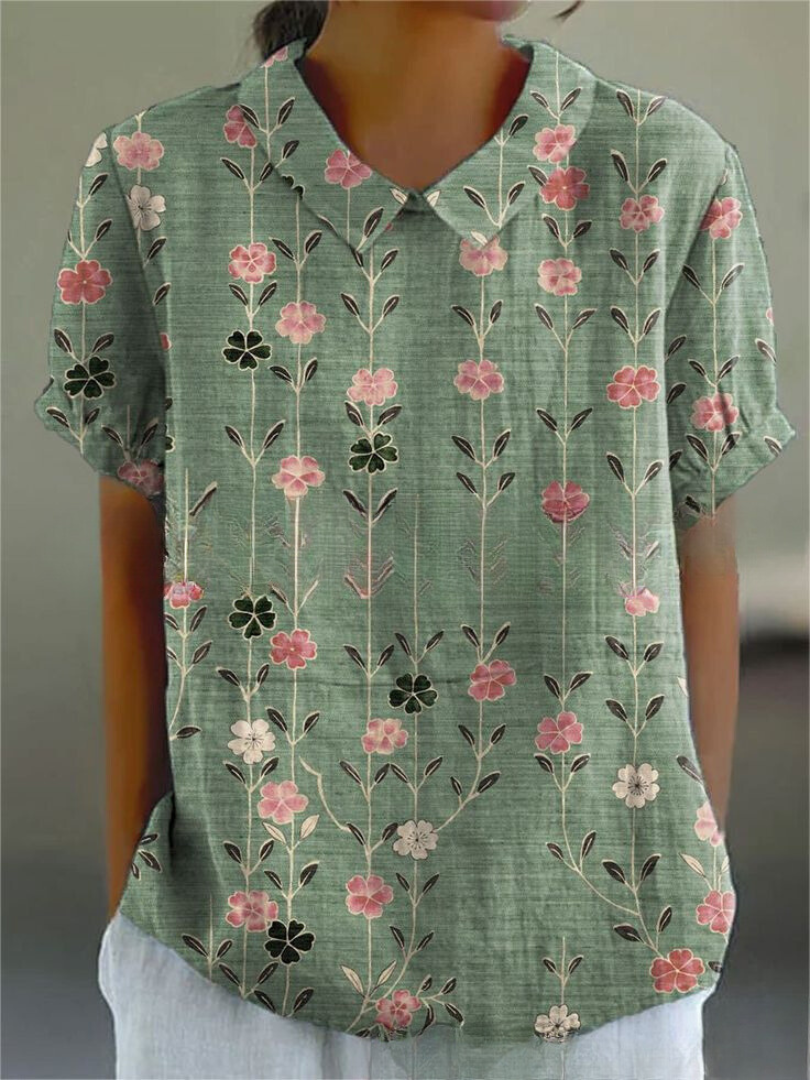 Stephanie - Collared Short Sleeve Blouse