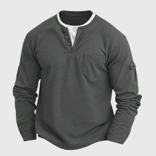 Harrison™ | Men’s Long-Sleeve Waffle-Cotton Shirt