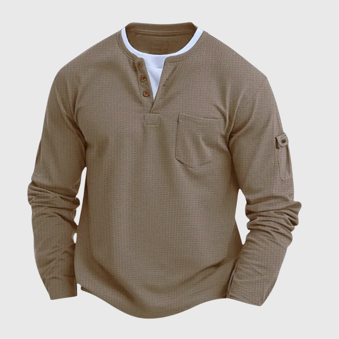 Harrison™ | Men’s Long-Sleeve Waffle-Cotton Shirt