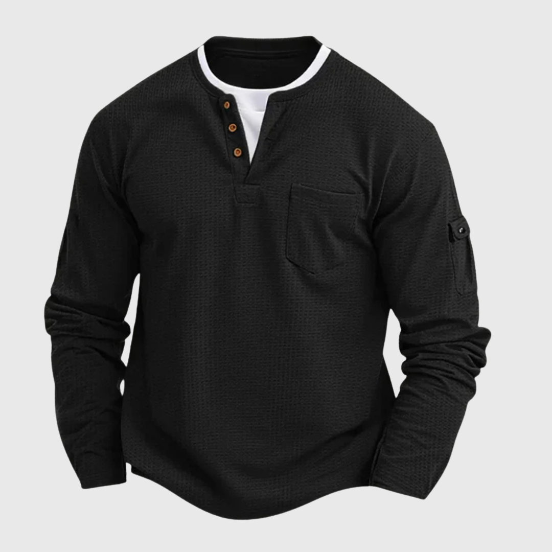 Harrison™ | Men’s Long-Sleeve Waffle-Cotton Shirt
