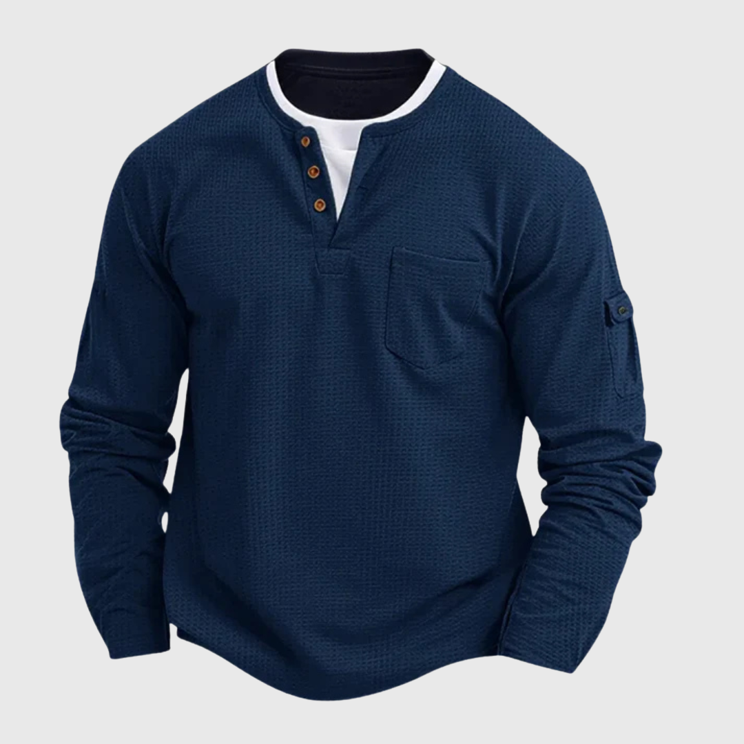 Harrison™ | Men’s Long-Sleeve Waffle-Cotton Shirt