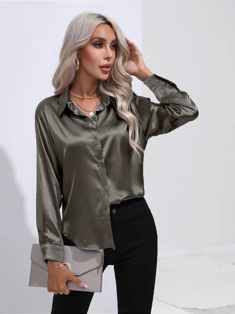 Camila - Flowy Satin Blouse