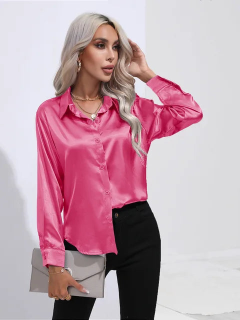 Camila - Flowy Satin Blouse