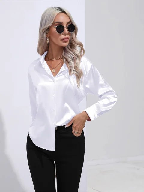 Camila - Flowy Satin Blouse