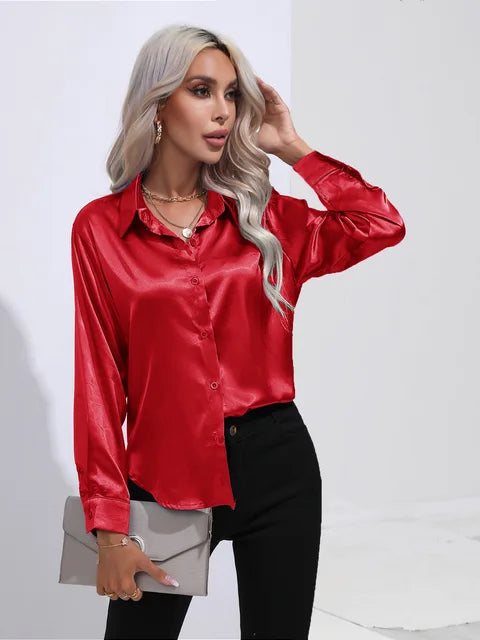 Camila - Flowy Satin Blouse