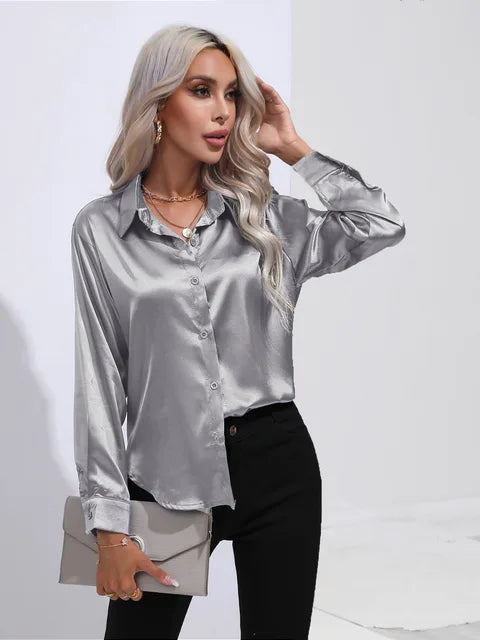Camila - Flowy Satin Blouse