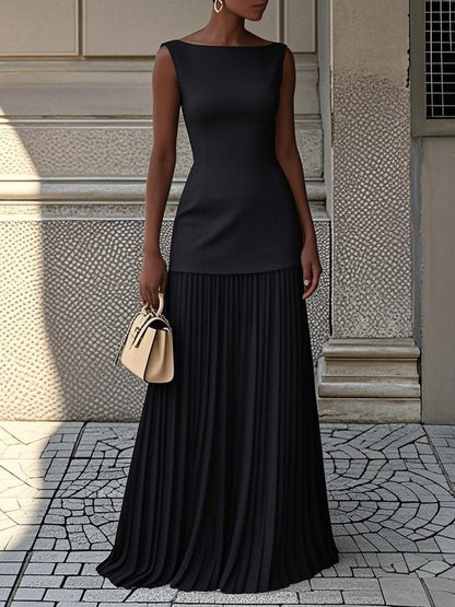 Rowina | Sleeveless Dress With Flowing Pleats
