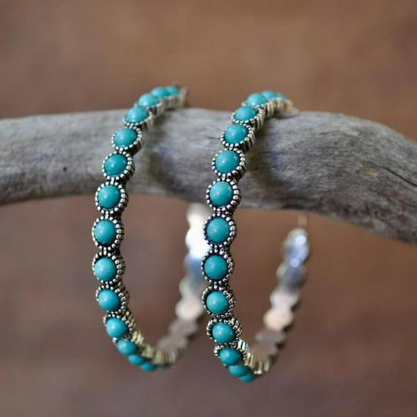Exclusive Vintage Turquoise Hoop Earrings
