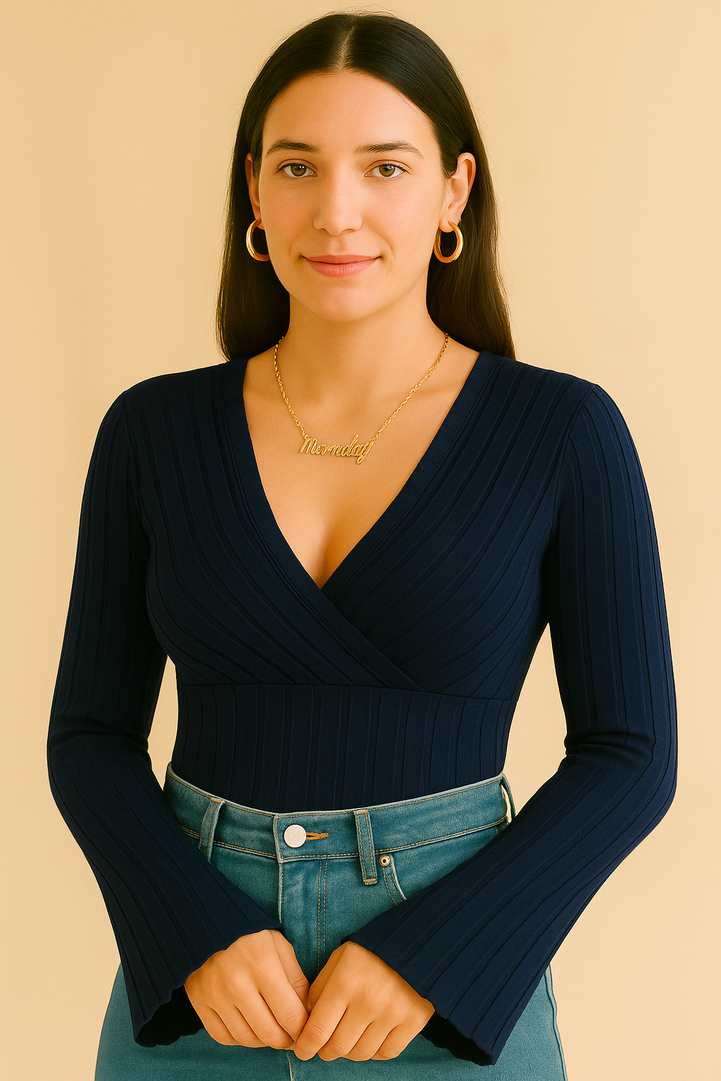 Roos | Women's Knitted Top with Long Flared Sleeves