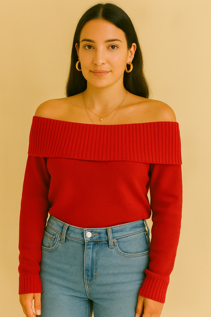 Rudi | Women's Off-the-Shoulder Long Sleeve Sweater