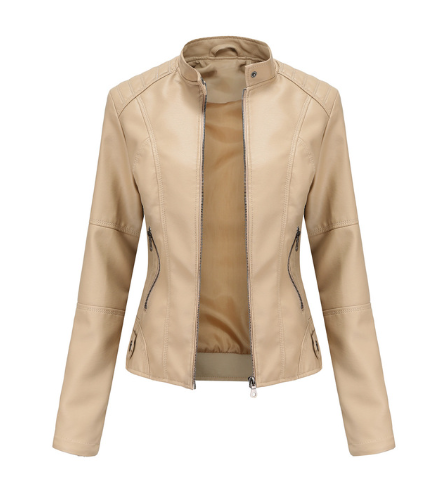 Isabella – Women’s Leather Jacket with Mandarin Collar