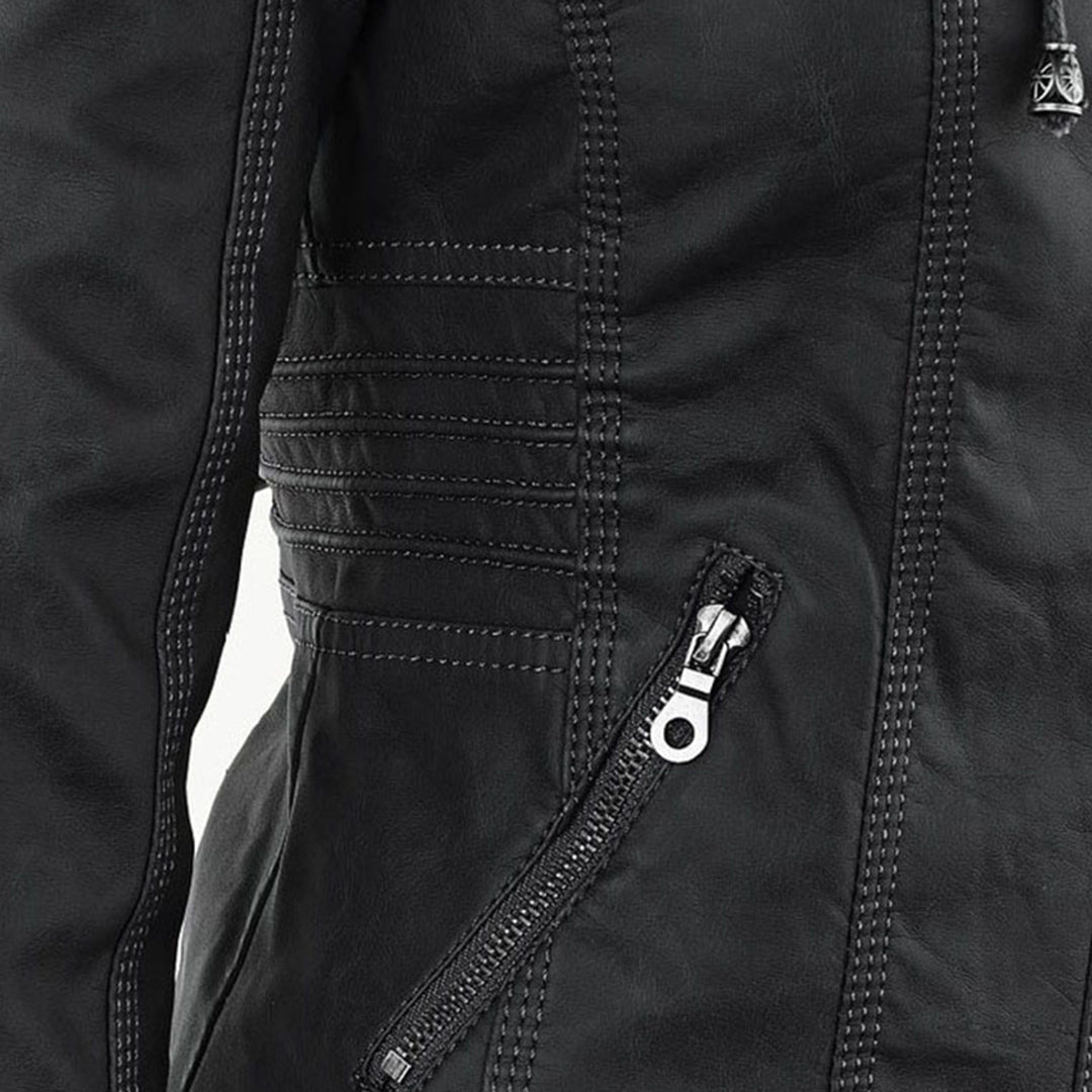 Stylish Hooded Leather Jacket