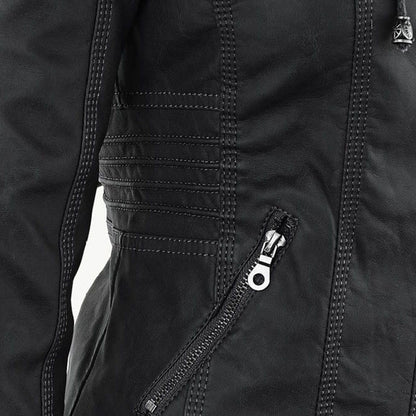 Stylish Hooded Leather Jacket