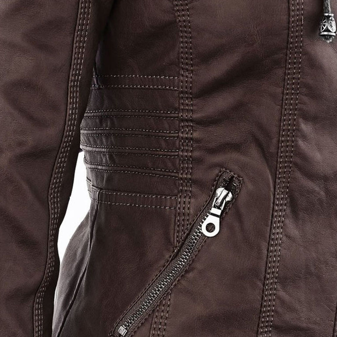 Stylish Hooded Leather Jacket