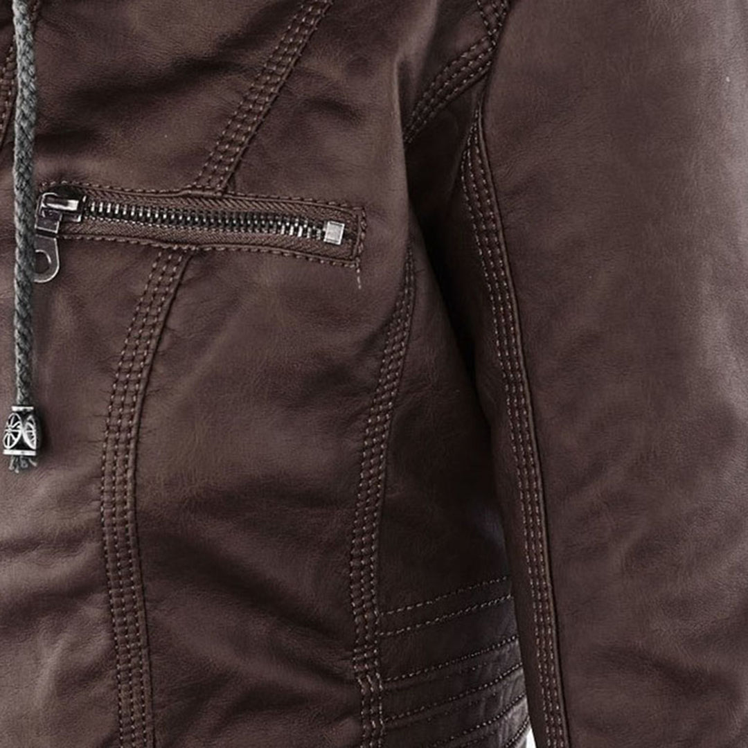 Stylish Hooded Leather Jacket