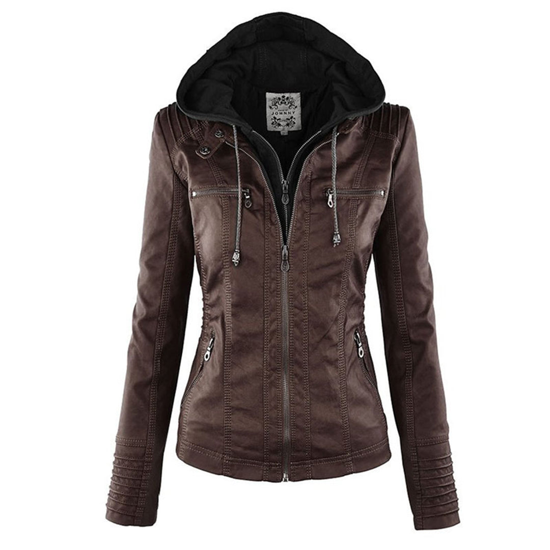 Stylish Hooded Leather Jacket