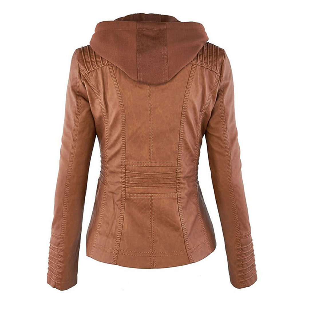 Stylish Hooded Leather Jacket
