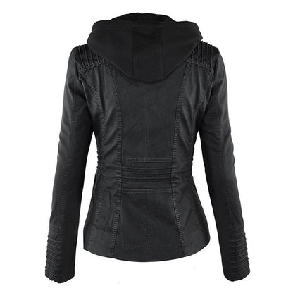 Stylish Hooded Leather Jacket