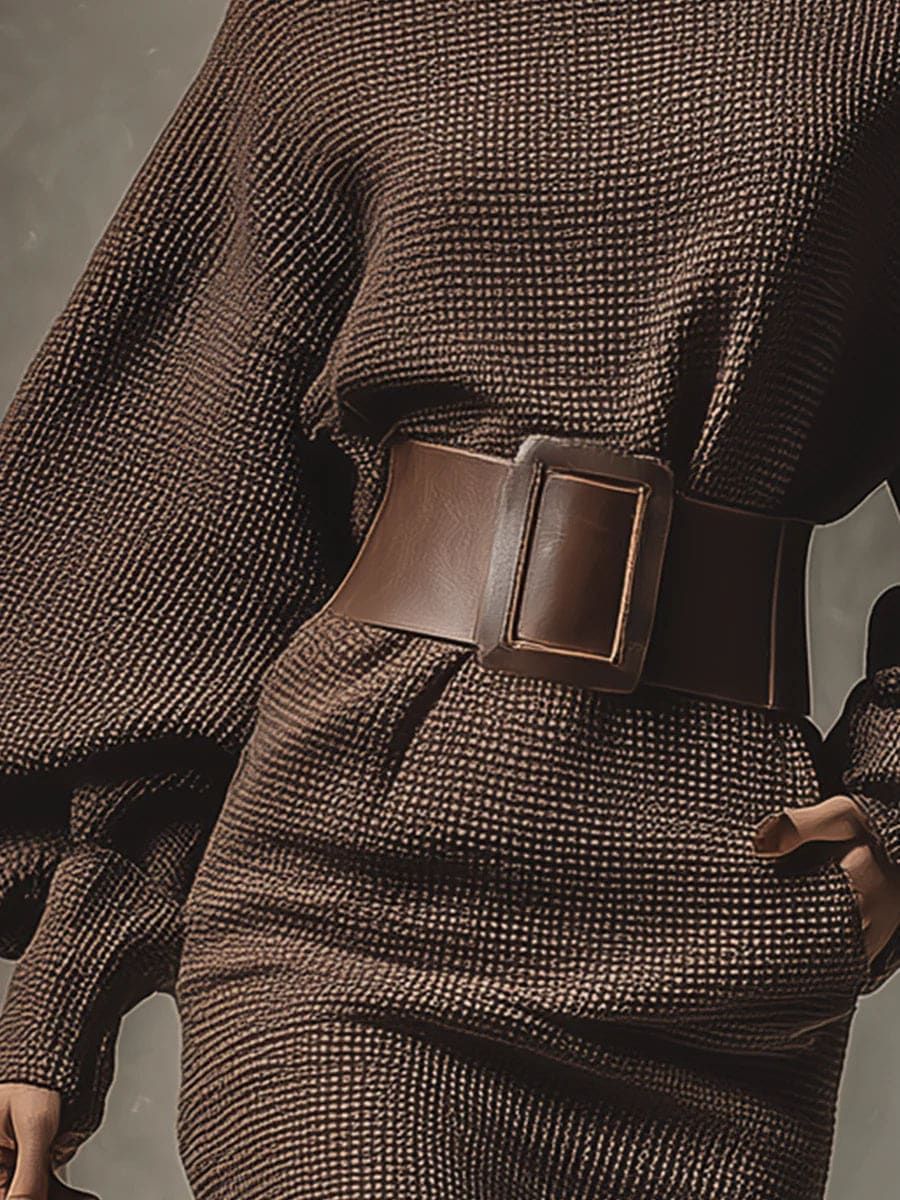 CLÉA | Short knitted dress with structured belt