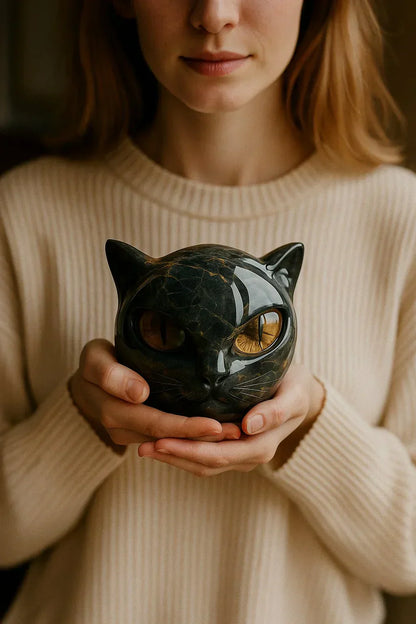 NyxCharm - Mystical Black Cat Head Sculpture