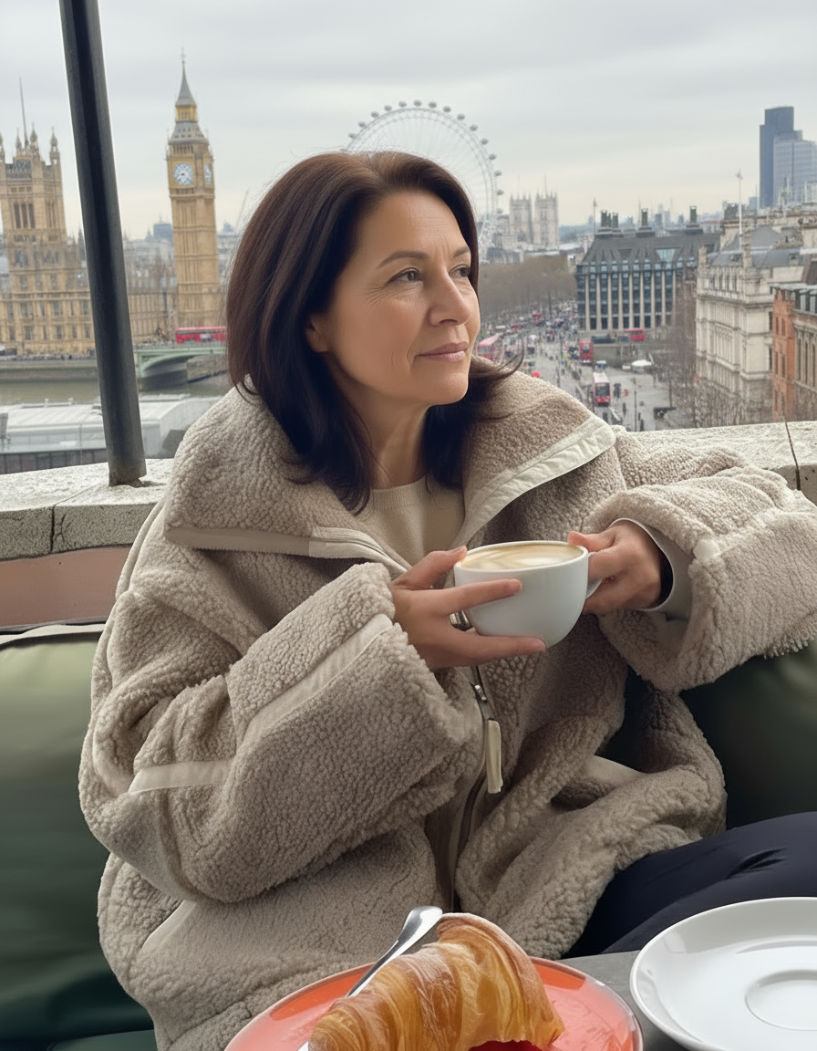 Jaidee - Women's oversized teddy coat with zipper