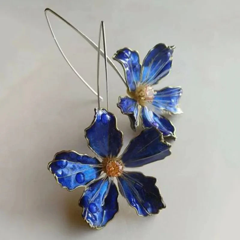 Vintage Blue Floral Earrings
