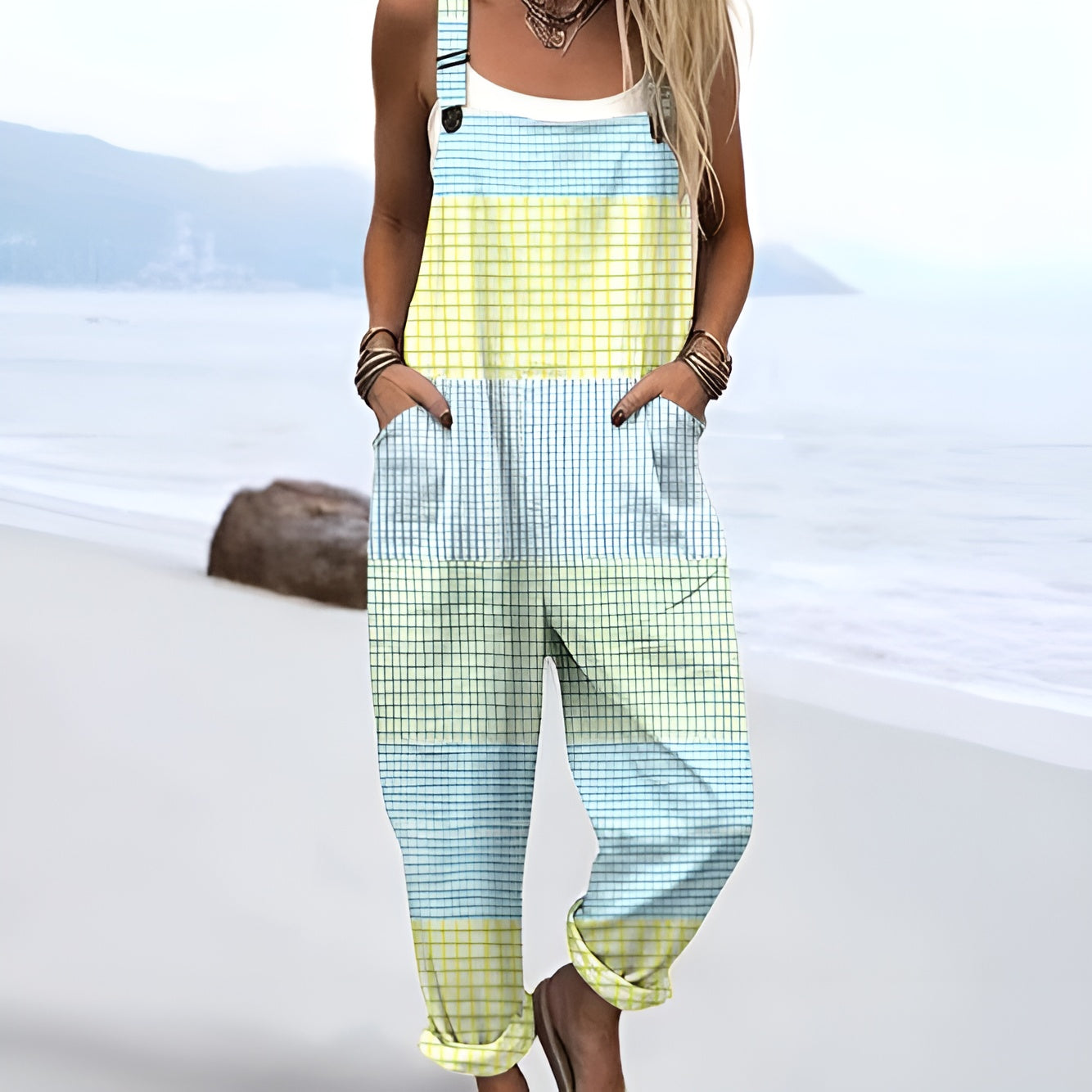 Elluna - Pastel Grid Jumpsuits