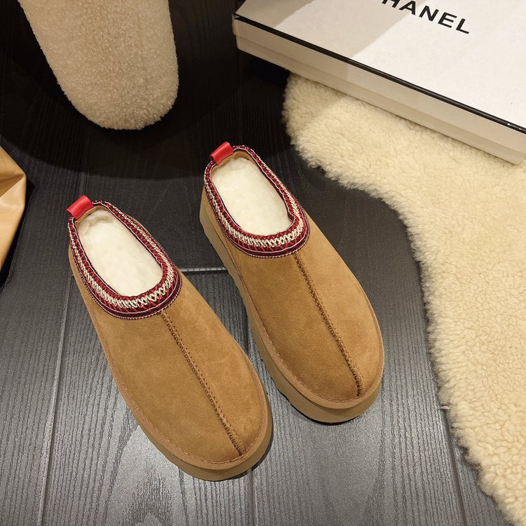 Braided Suede Platform Slippers