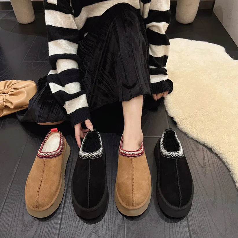 Braided Suede Platform Slippers