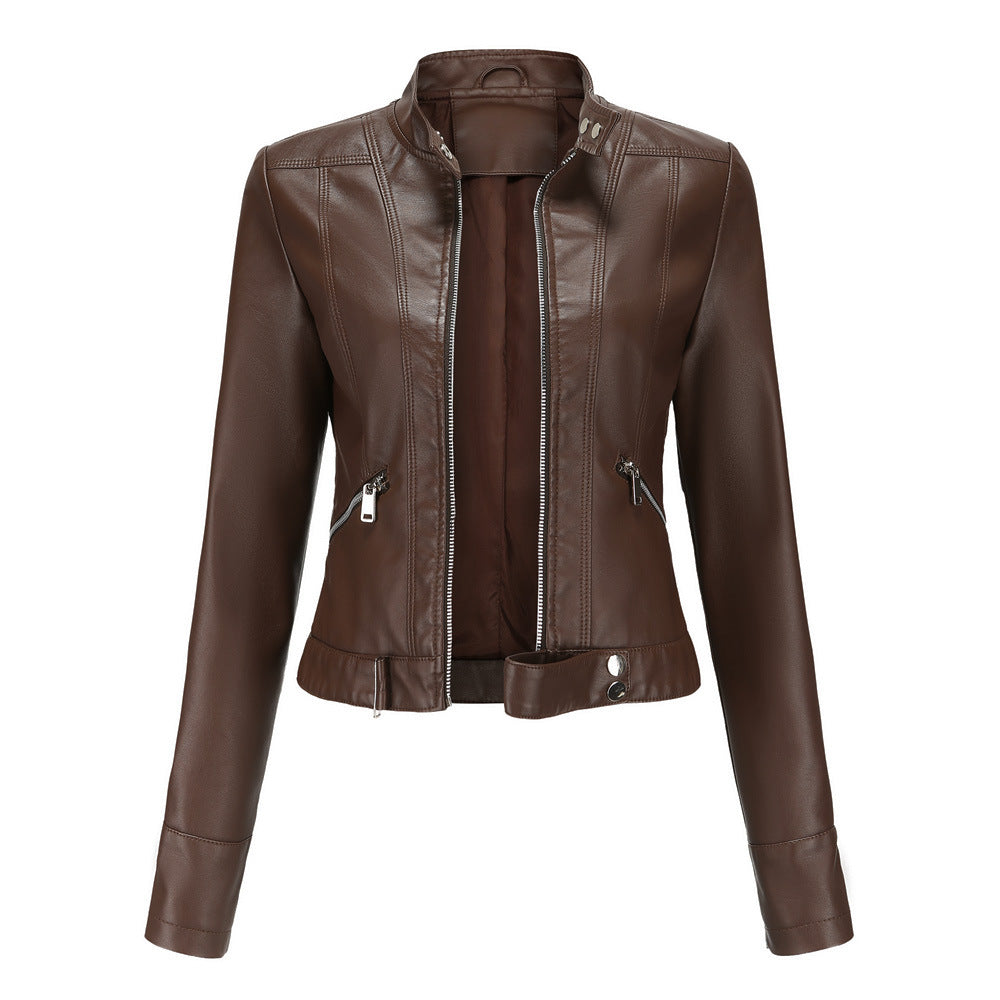 Elisa - Faux Leather Biker Jacket