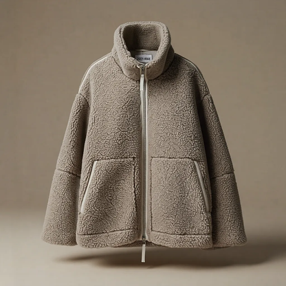 Jaidee - Women's oversized teddy coat with zipper